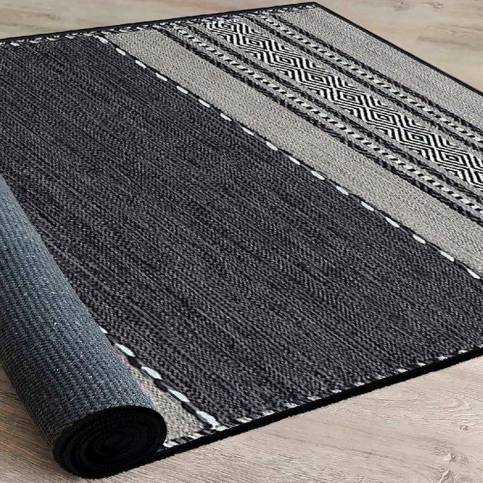 Conceptum Alfombra de Algodón 100% 80 x 50 cm Blanco, Gris y Negro